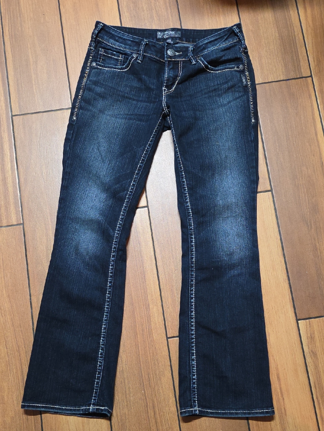 Womens Dark Indigo Bootcut Jeans  Classic Stretch Denim